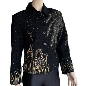 Vintage Embroidered Safari 1980's Designer Jacket Sz M